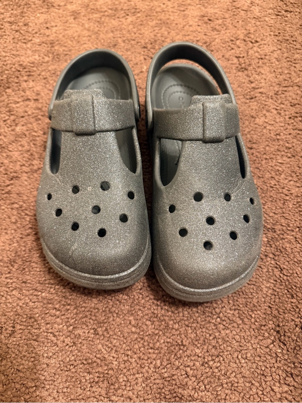 CROCS Kids Gray Glitter Classic Clog Sandals - Picture 2 of 4